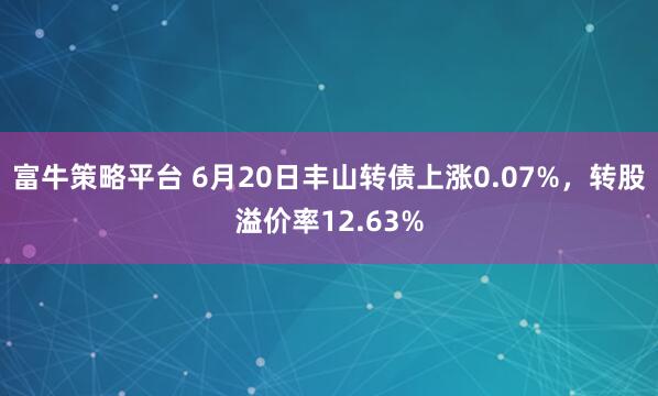 富牛策略平台 6月20日丰山转债上涨0.07%，转股溢价率12.63%